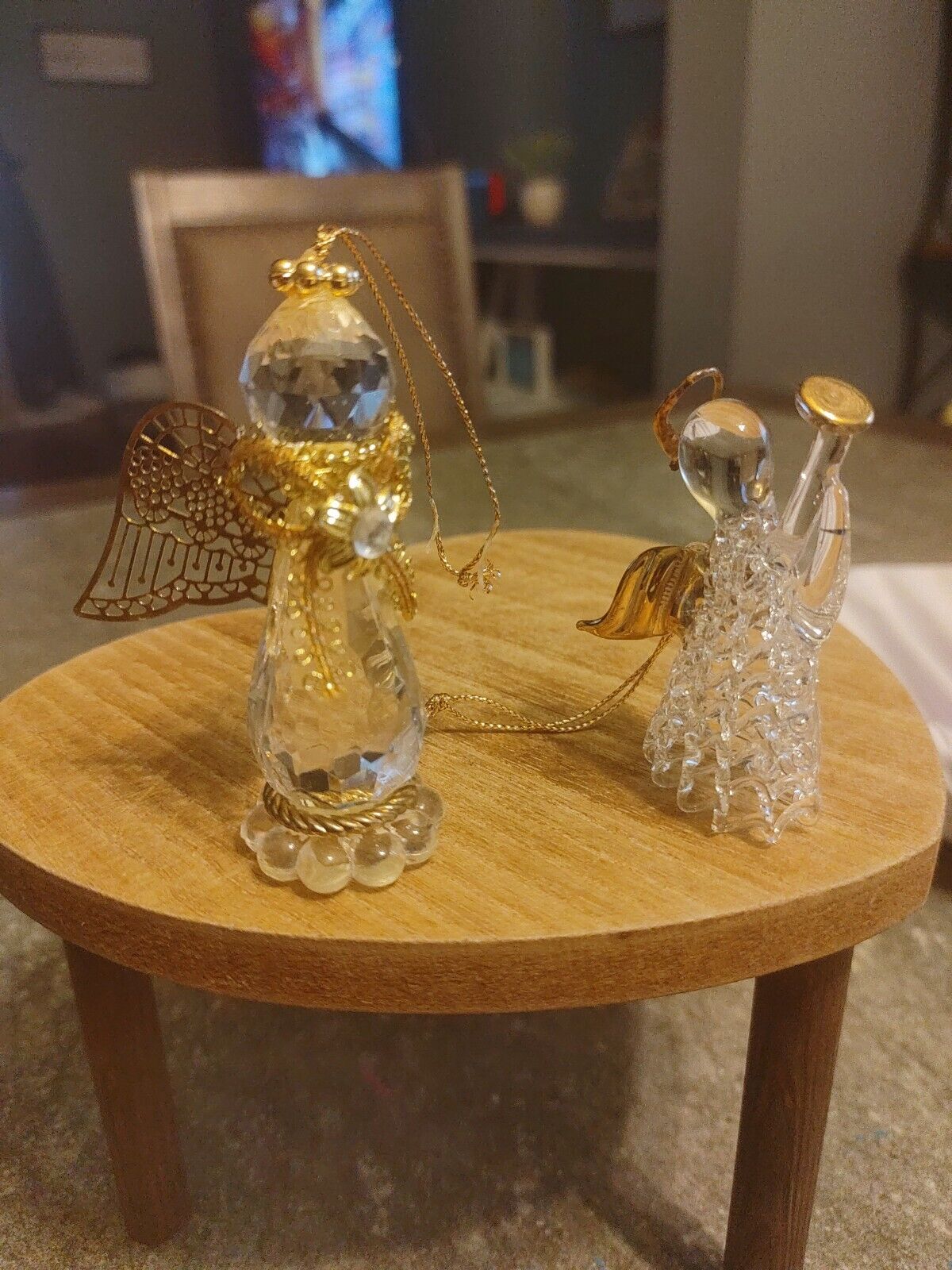 Vintage 2 Glass & Gold Angel Ornaments $20