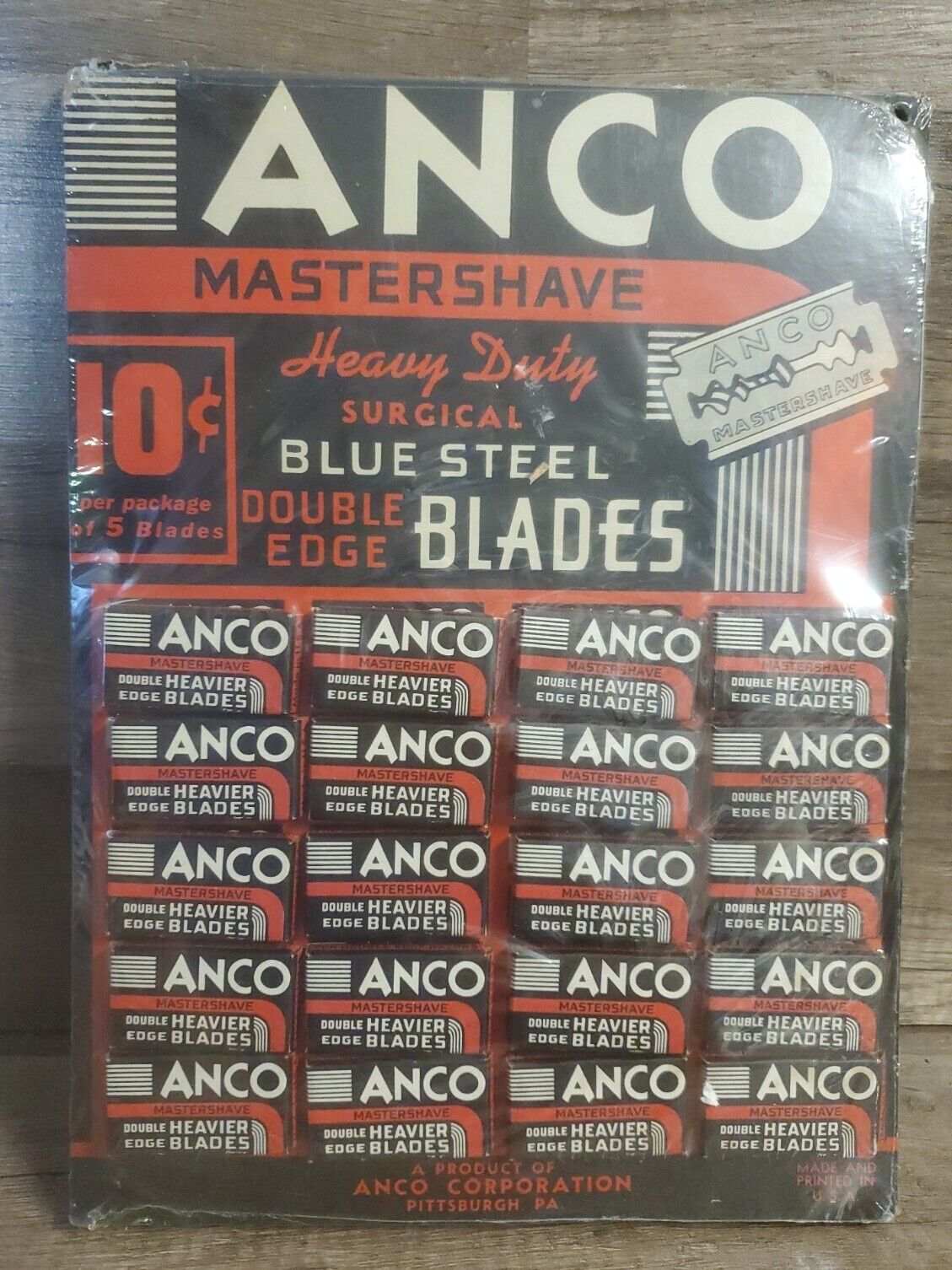 Vintage Anco Razor Blade Store Display Card Rare 20 Count 12.5\