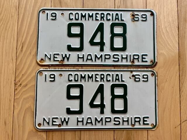 1969 New Hampshire Three Digit License Plate Pair