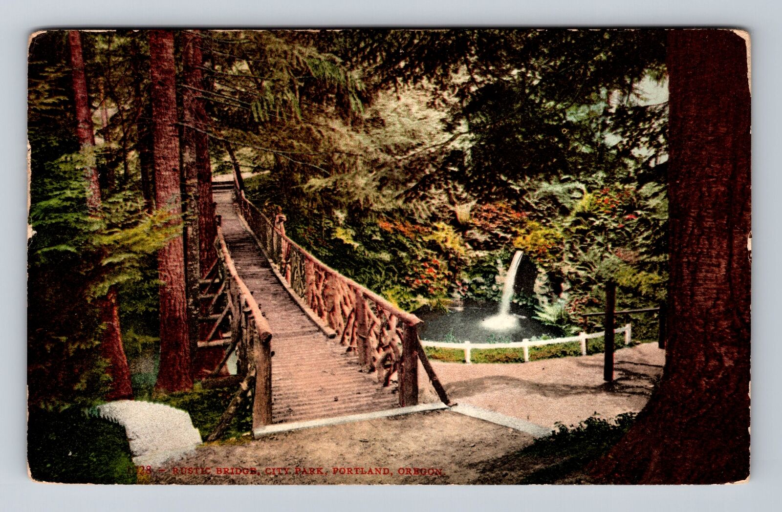 Portland OR-Oregon, Rustic Bridge, City Park, Antique, Vintage c1909 Postcard