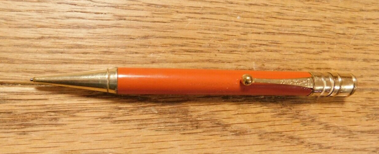 Vintage Large Size Parker Pen Duofold Mechanical Pencil, Big Red, Orange. Nice