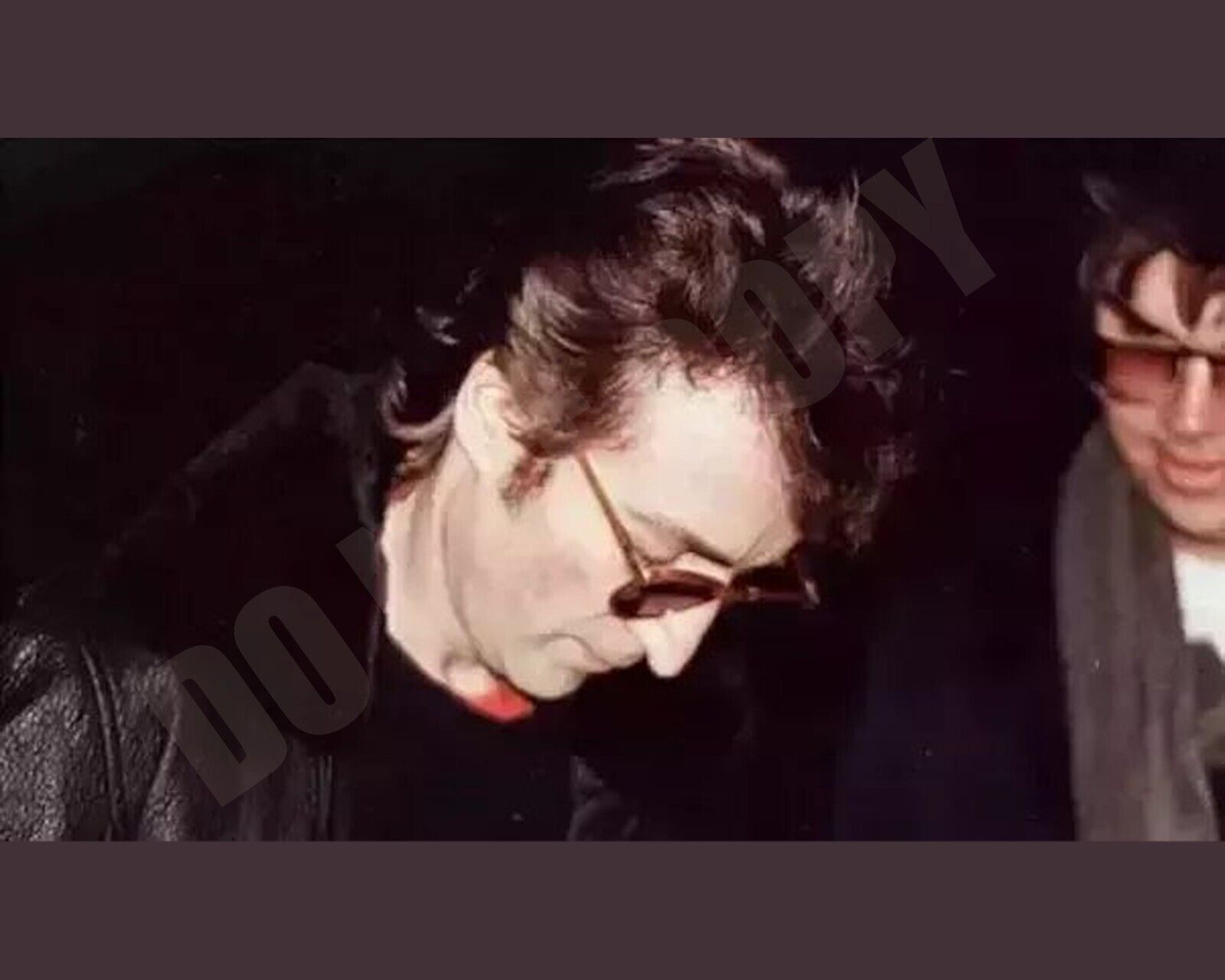 John Lennon With Mark David Chapman Hours Before He Was Shot Beatles 8x10 Photo