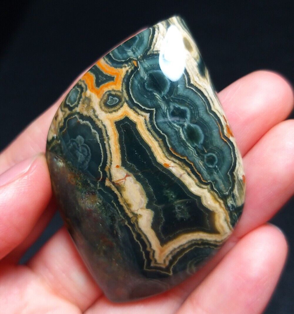 Rare 28G Natural Polished Orbicular Ocean Jasper Stone Healing Madagascar QC268