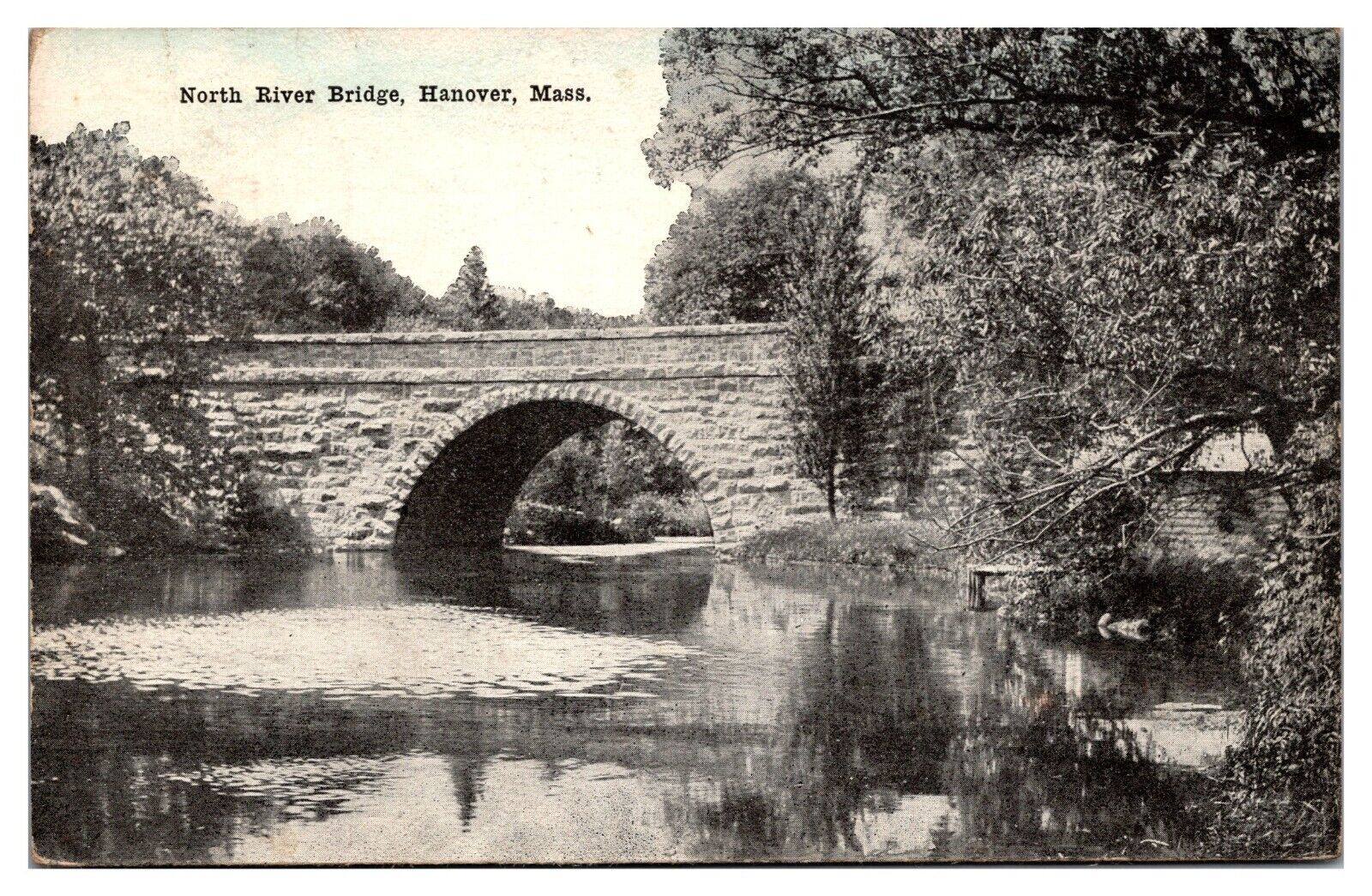 1925 North River Bridge, Hanover, MA Postcard