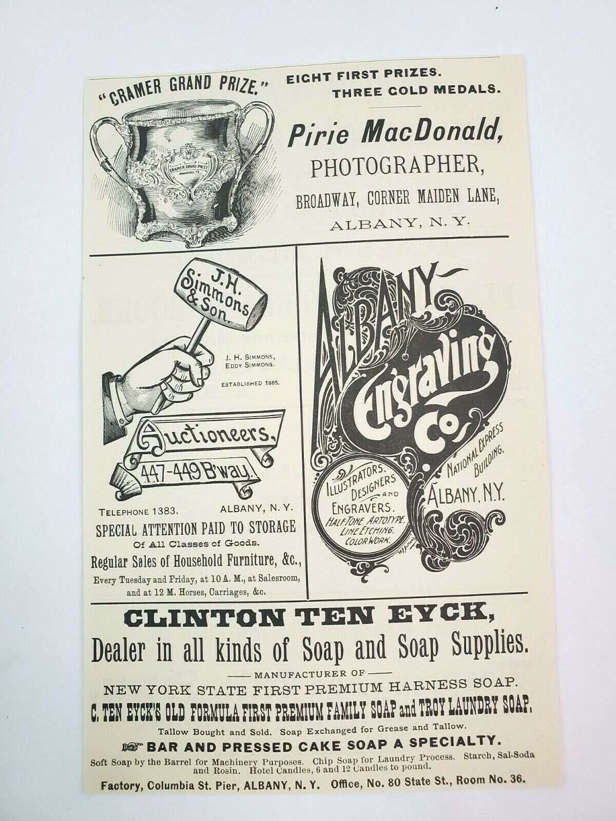 1896 Albany New York Print Advertisement MacDonald Photo Bender Hendrie Books