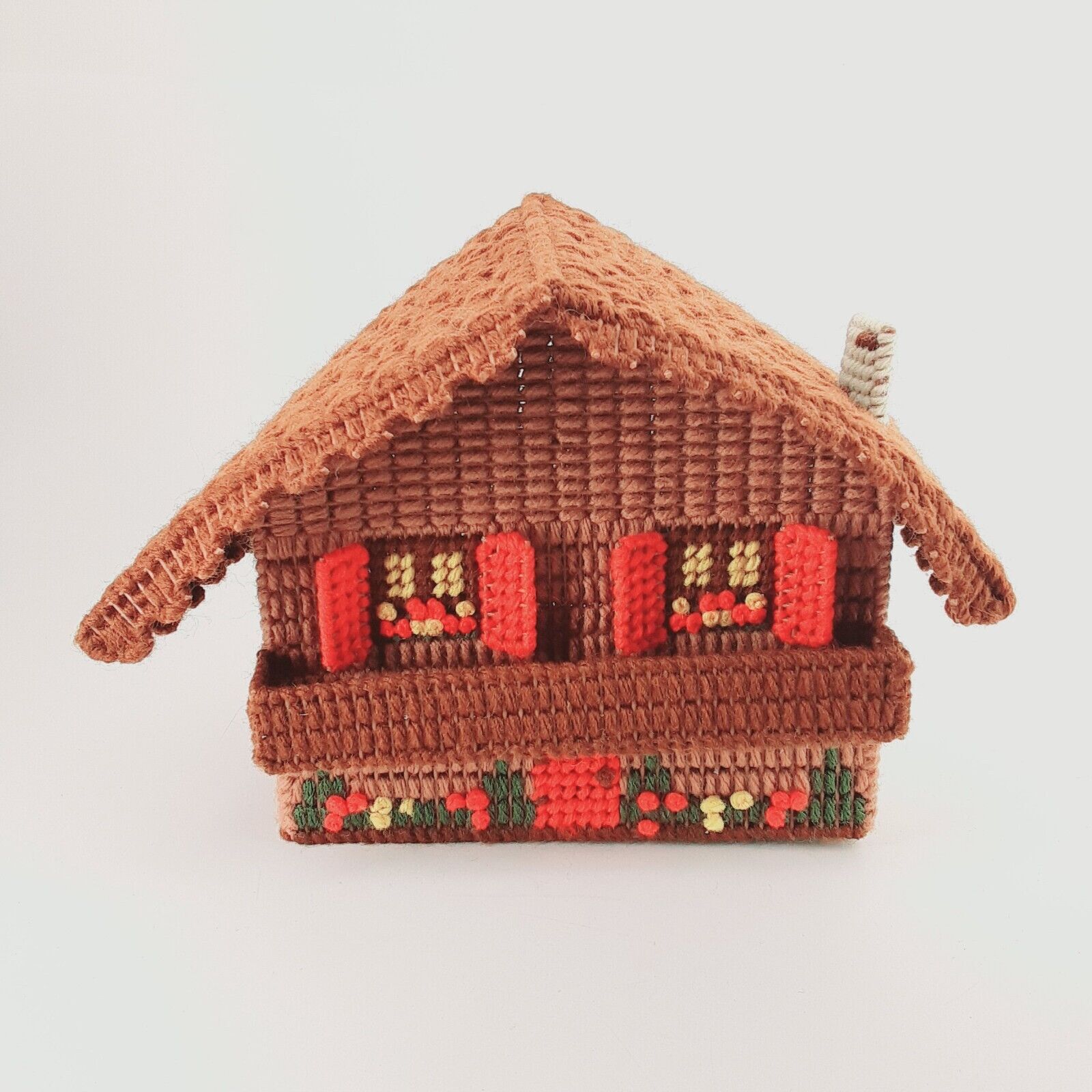 Mary Maxim Musical Music Box Edelweiss Needlepoint Swiss Chalet Pre-made NOT Kit