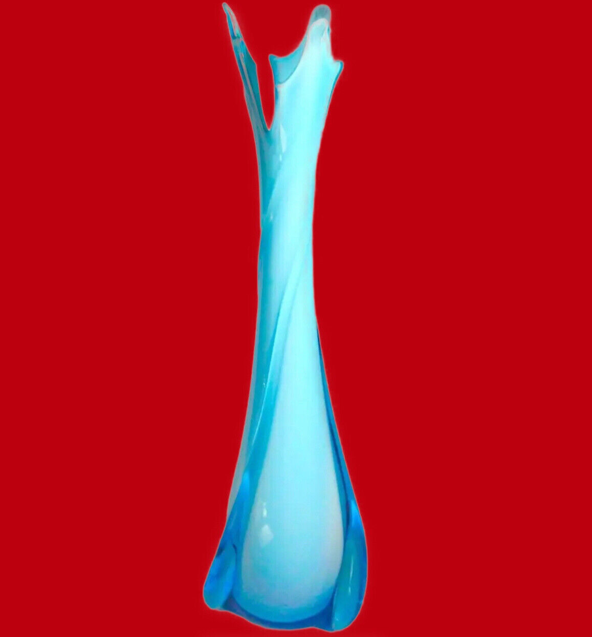 Empoli Glass Vase Italy Cristalleria Fratelli Betti 20” Blue 1950-1960 M C M