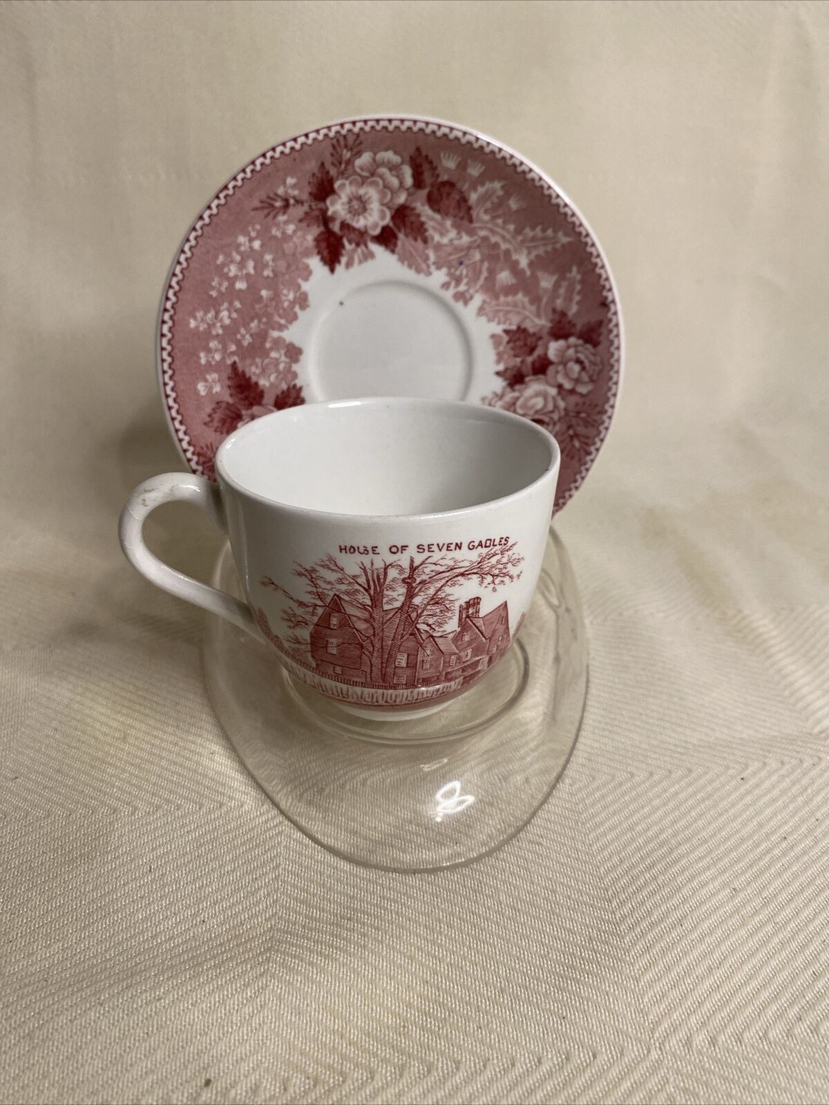 Old English Staffordshire Adams House Of Seven Gables Cup And Saucer Rare