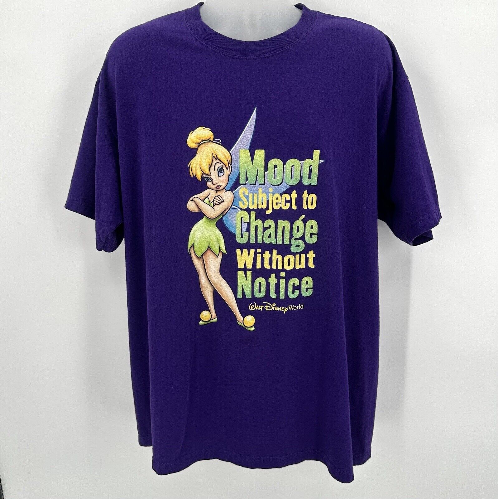 Tinkerbell Walt Disney World T-shirt Vintage 90s Mood Subject to Change Purple