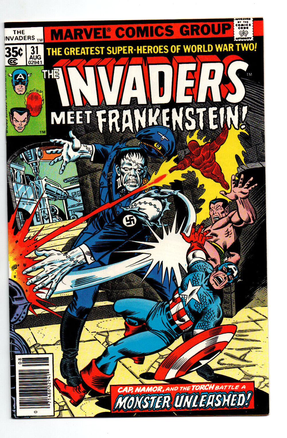 Invaders #31 newsstand - Frankenstein Monster - Captain America - 1978 - (-NM)