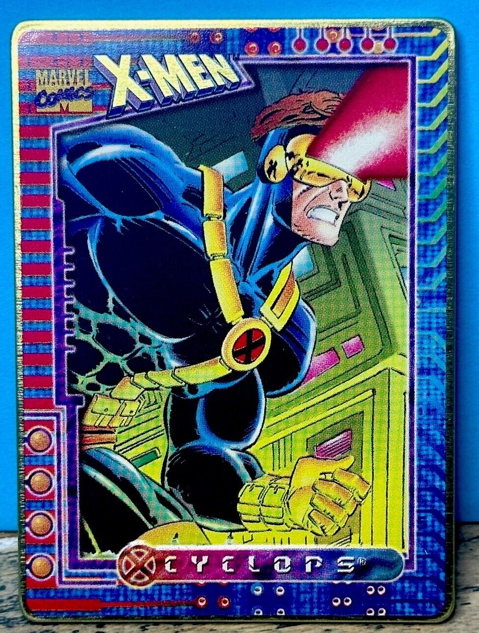 RARE X-Men MARVEL METAL CARD Cyclops  /12000 SSP - GOLD 90’s Metal