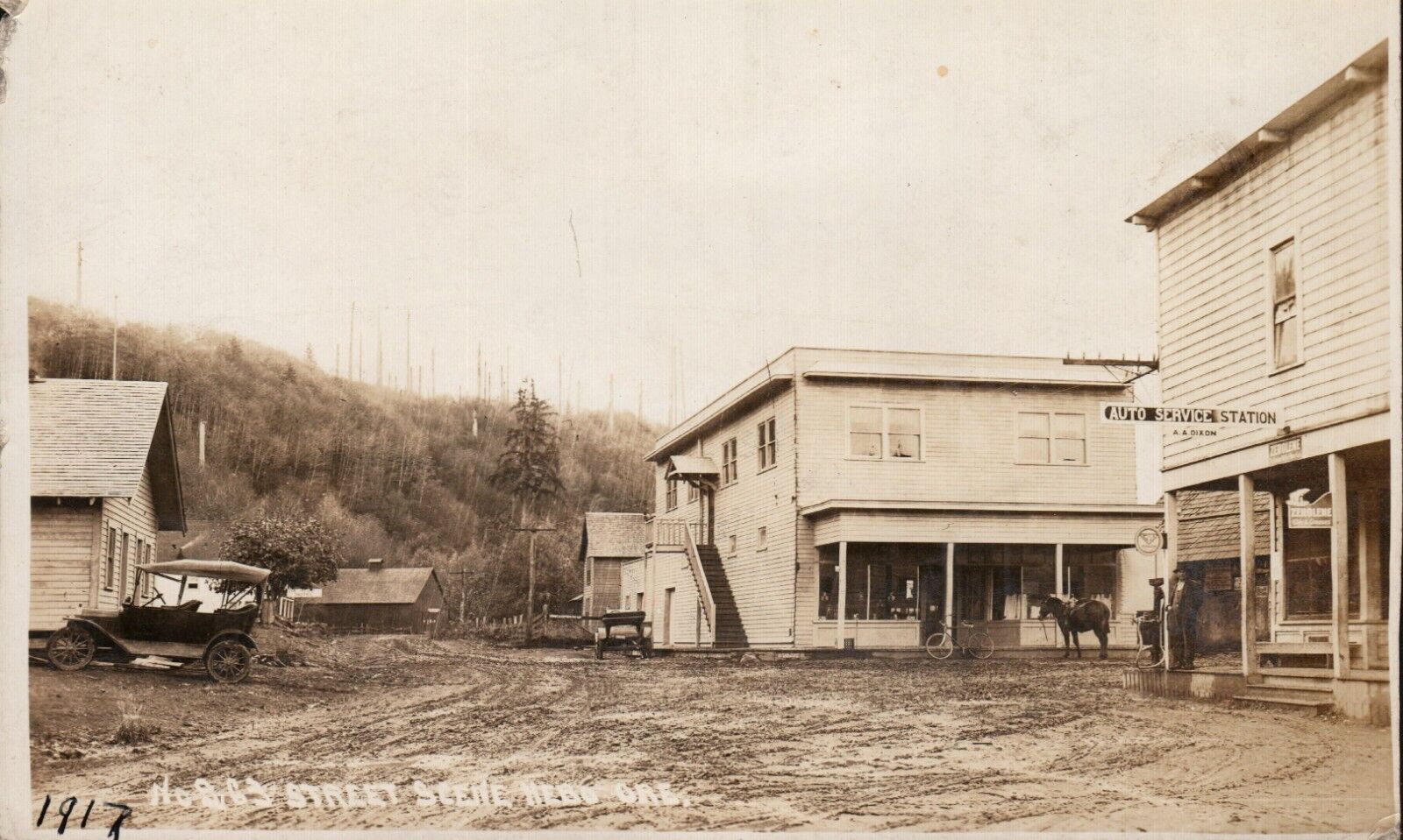 Street Scene Hebo Oregon RPPC Postcard Pmk 1917 As-Is