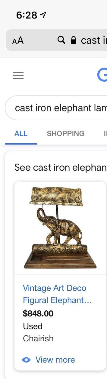 antique cast iron elephant Lamp