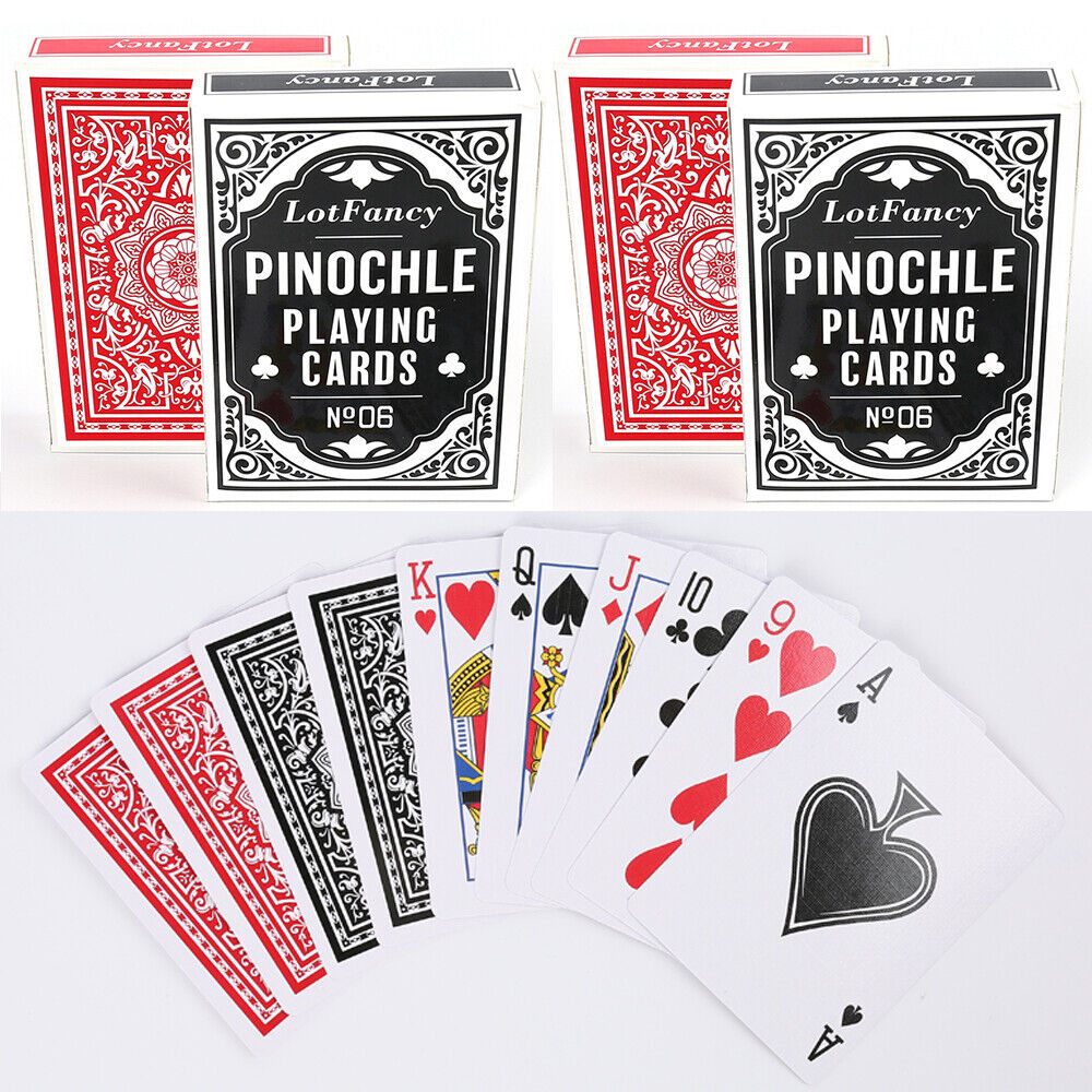 4 Decks Pinochle Playing Cards 2 Red & 2 Blue Special 48 Card each Deck Game