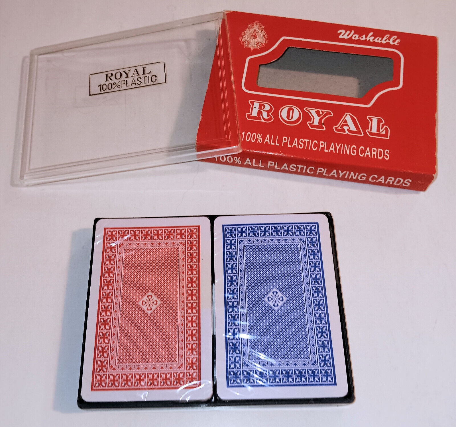 ROYAL 100% All Plastic Washable PLAYING CARDS Double Deck w Case - Decks SEALED