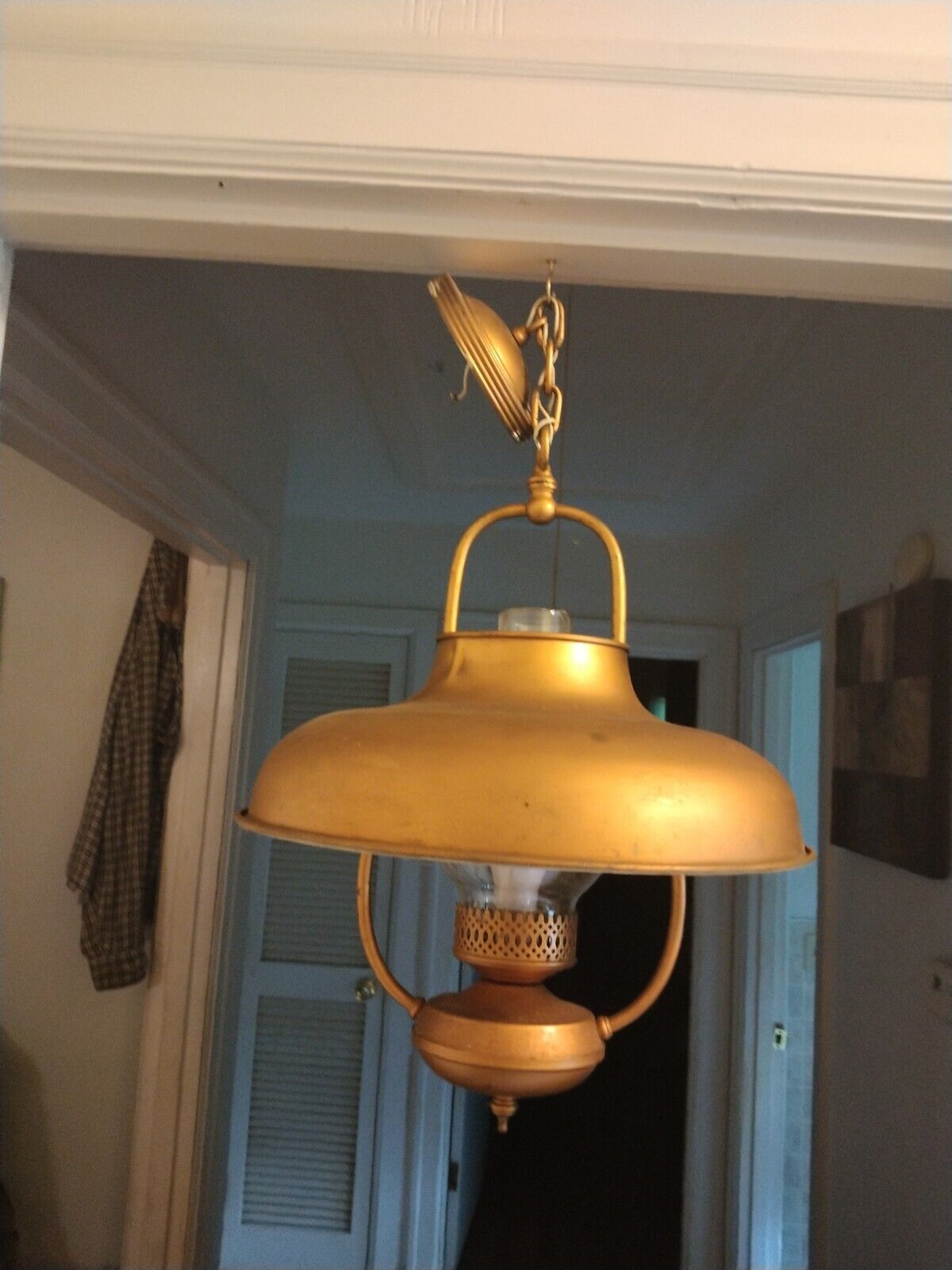 MCM MID CENTURY MODERN COPPER COLOR TOLEWARE HANGING LIGHT LAMP