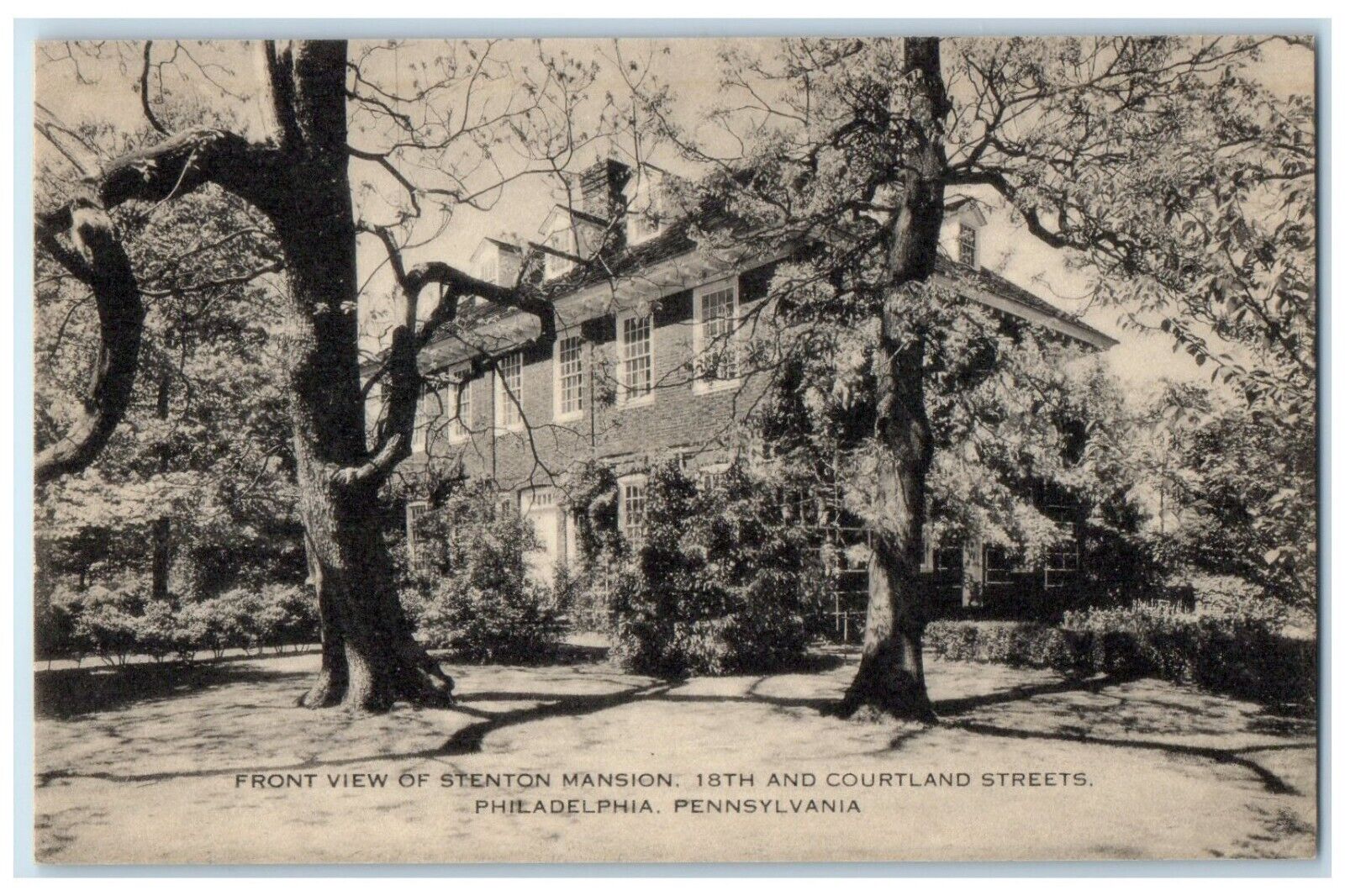 c1940 Front View Stenton Mansion Courtland Streets Philadelphia Artvue Postcard