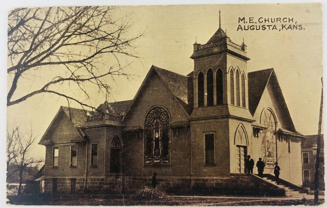 Vintage Augusta Kansas KS Methodist Evangelical Church Postcard 1916 