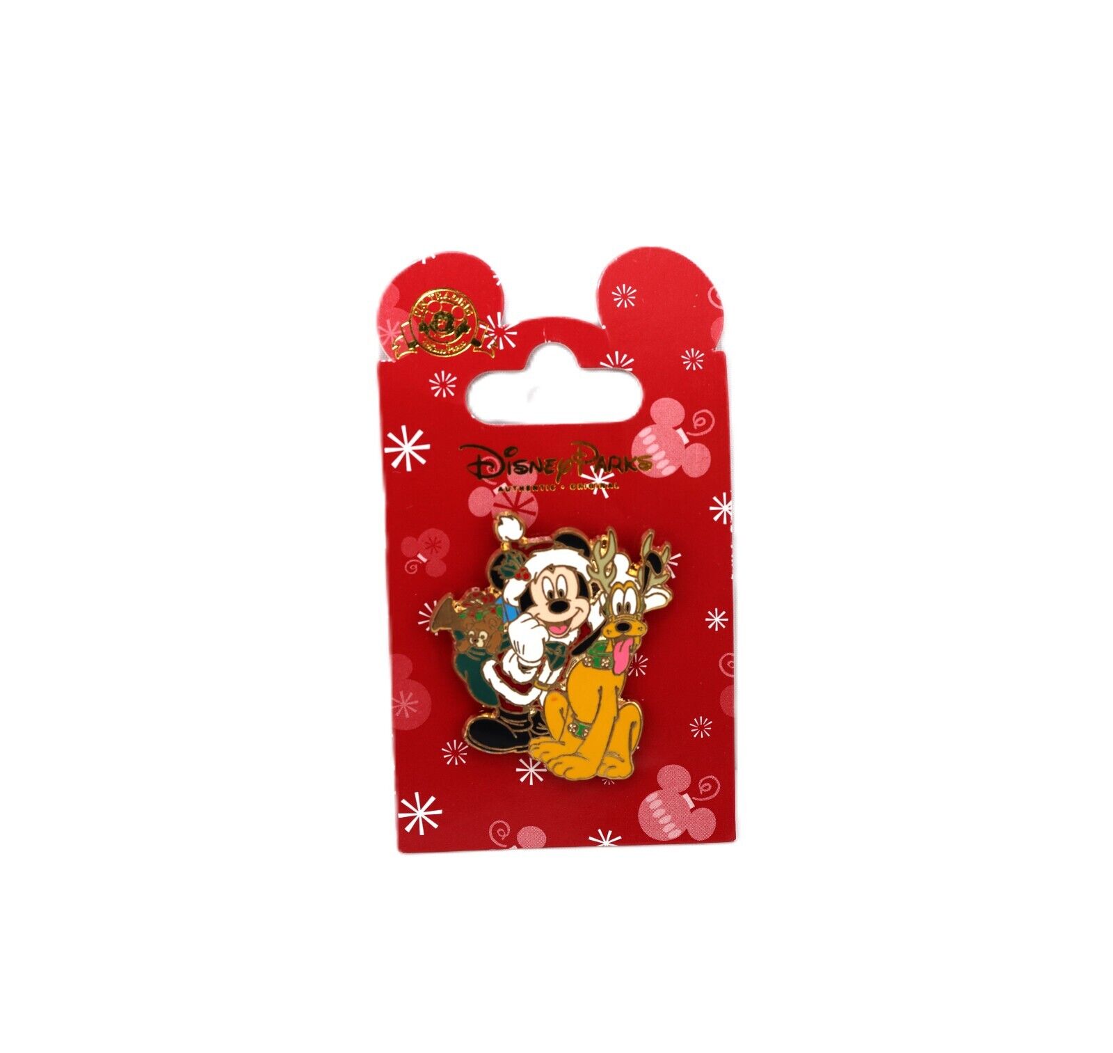 Disney Pin - Mickey and Pluto in Santa and Reindeer Outfits
