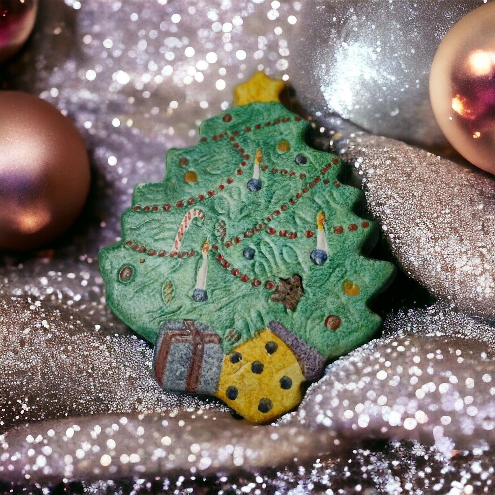 Vintage Macys The Cellar Christmas Tree Trivet Wall Hanging Ceramic Italy  Read