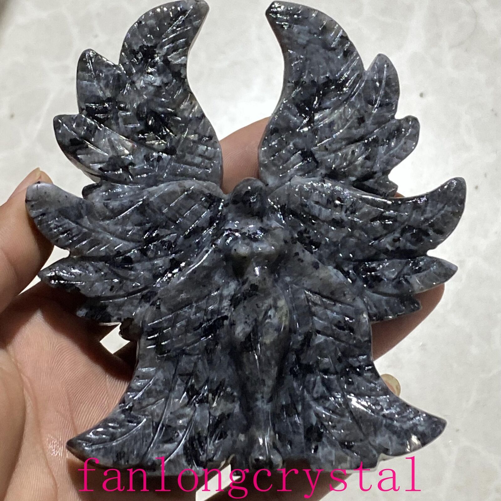 4.7in Natural specctrolite Hand Carved Angel Skull Quartz Crystal healing 1pcs
