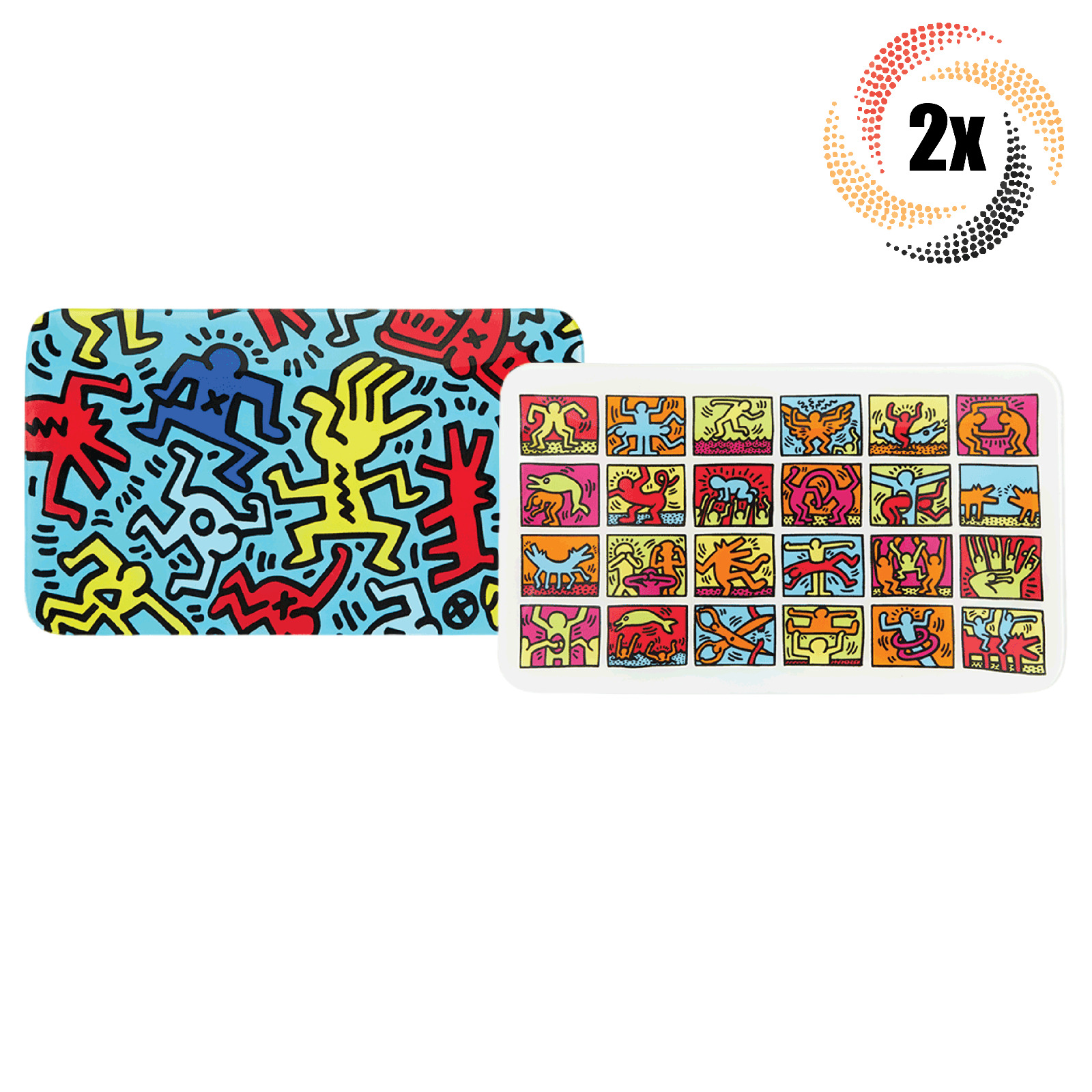 2x Trays Keith Haring Exclusive Glass Smoking Rolling Tray | Variety Mix & Match