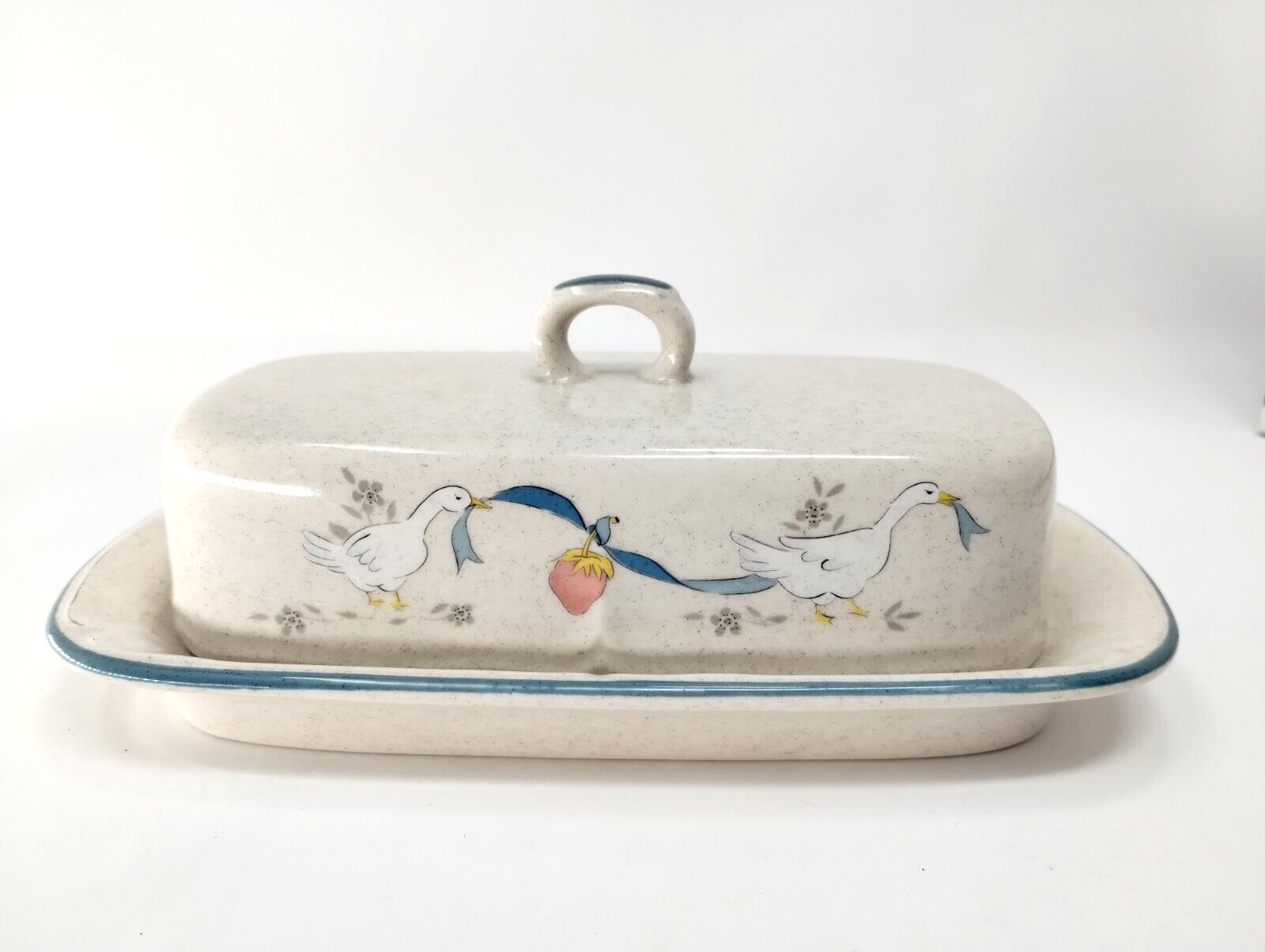 Vtg International China MARMALADE Geese Covered Butter Dish Retired Pattern
