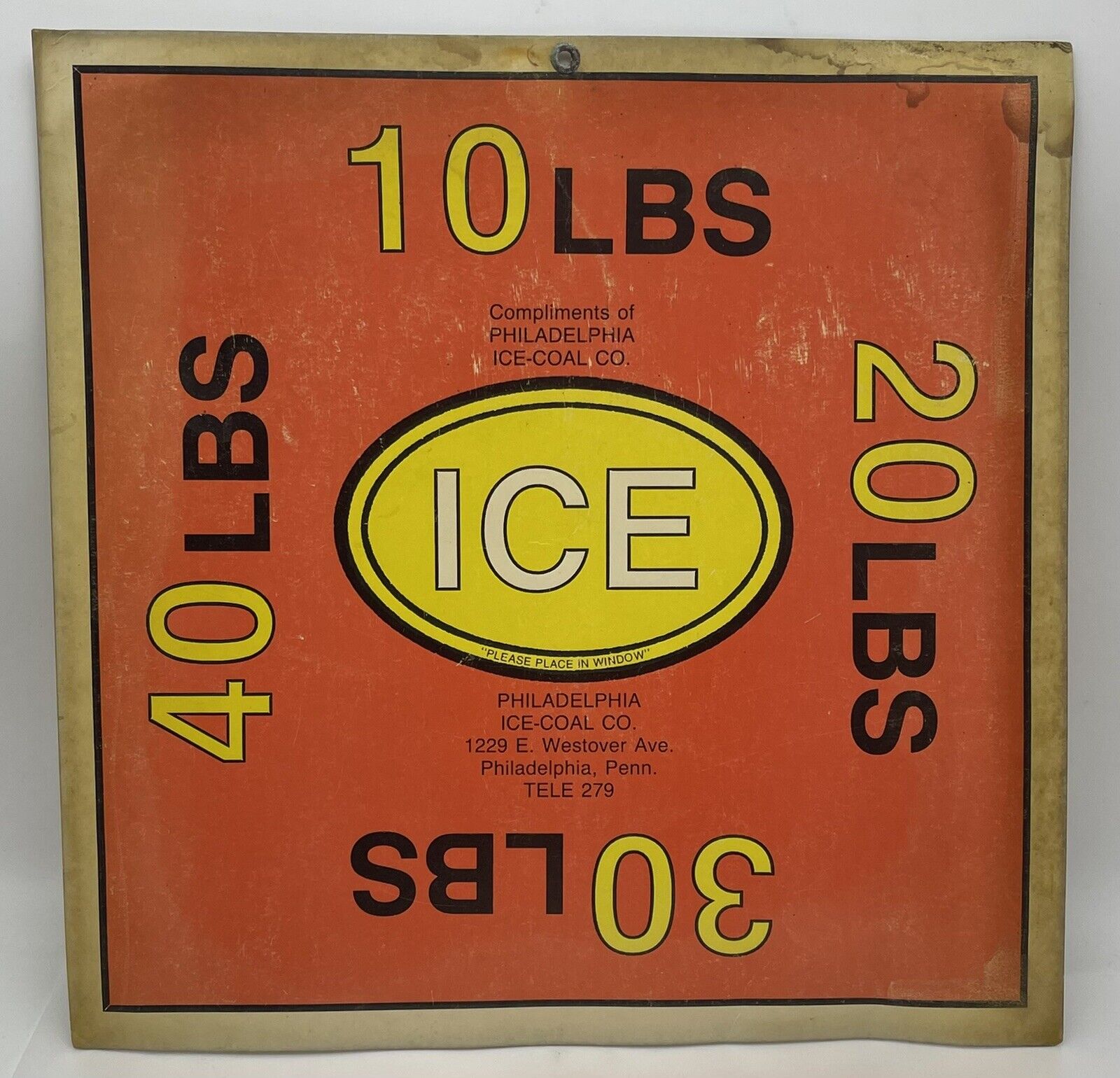 Vintage Ice Sign Philadelphia Ice Coal Company