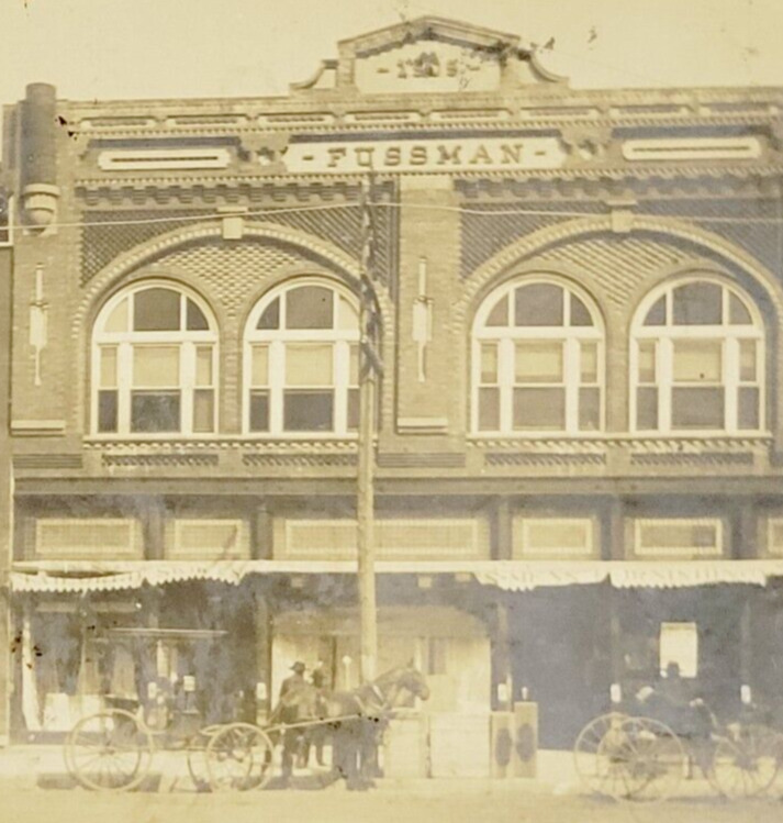 Rare 1907 RPPC Postcard Humboldt Kansas Fussman Building Groceries Horse Wagons