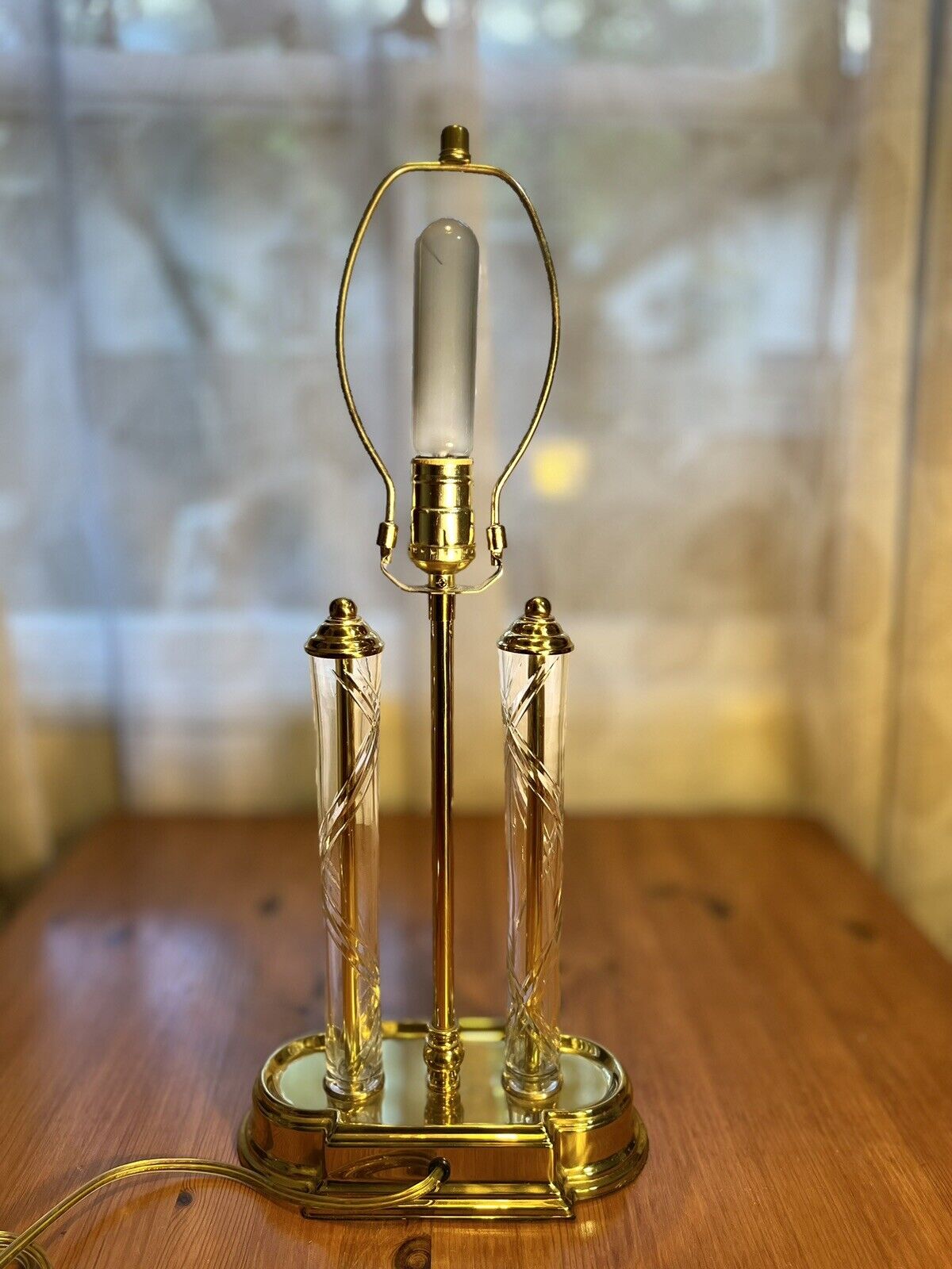 Vintage Bouillotte-style Brass And Glass Desk Table Lamp