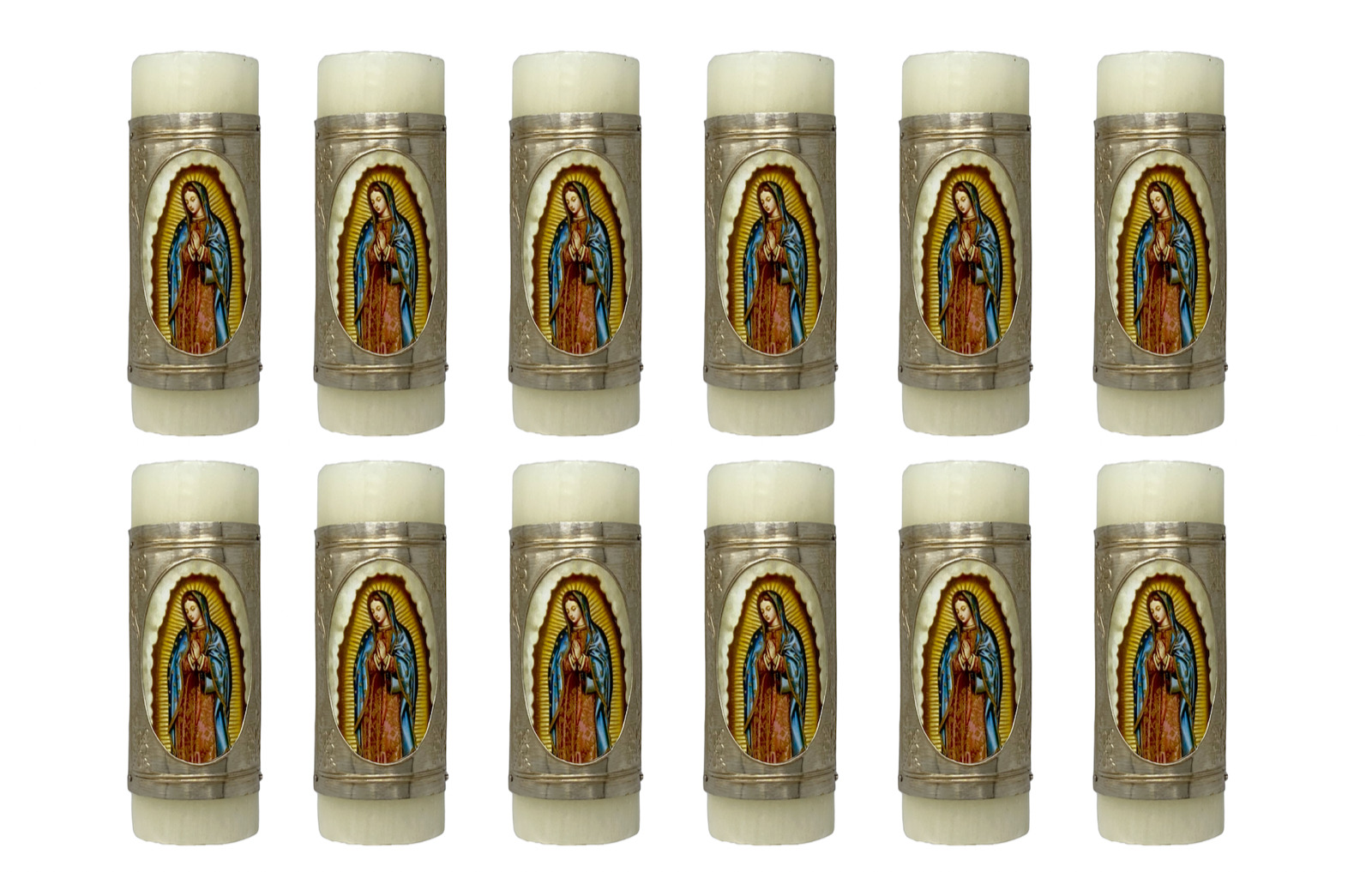 Virgen de Guadalupe Cirio Pascual Repujado  3 Inch Mini 12 PCS Finely Made New