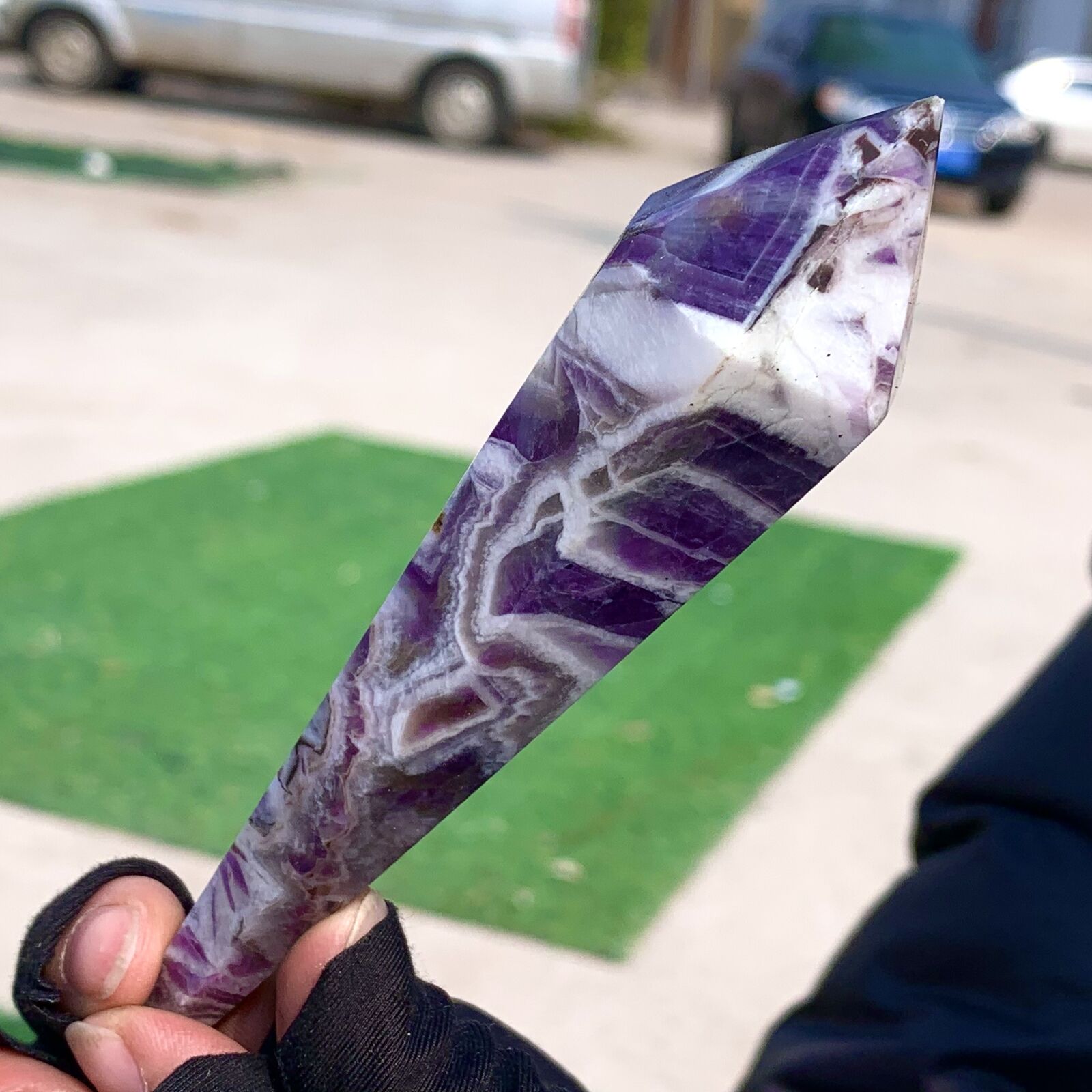 94gNatural Dream Amethyst Quartz Crystal Single End Magic Wand Targeted Therapy