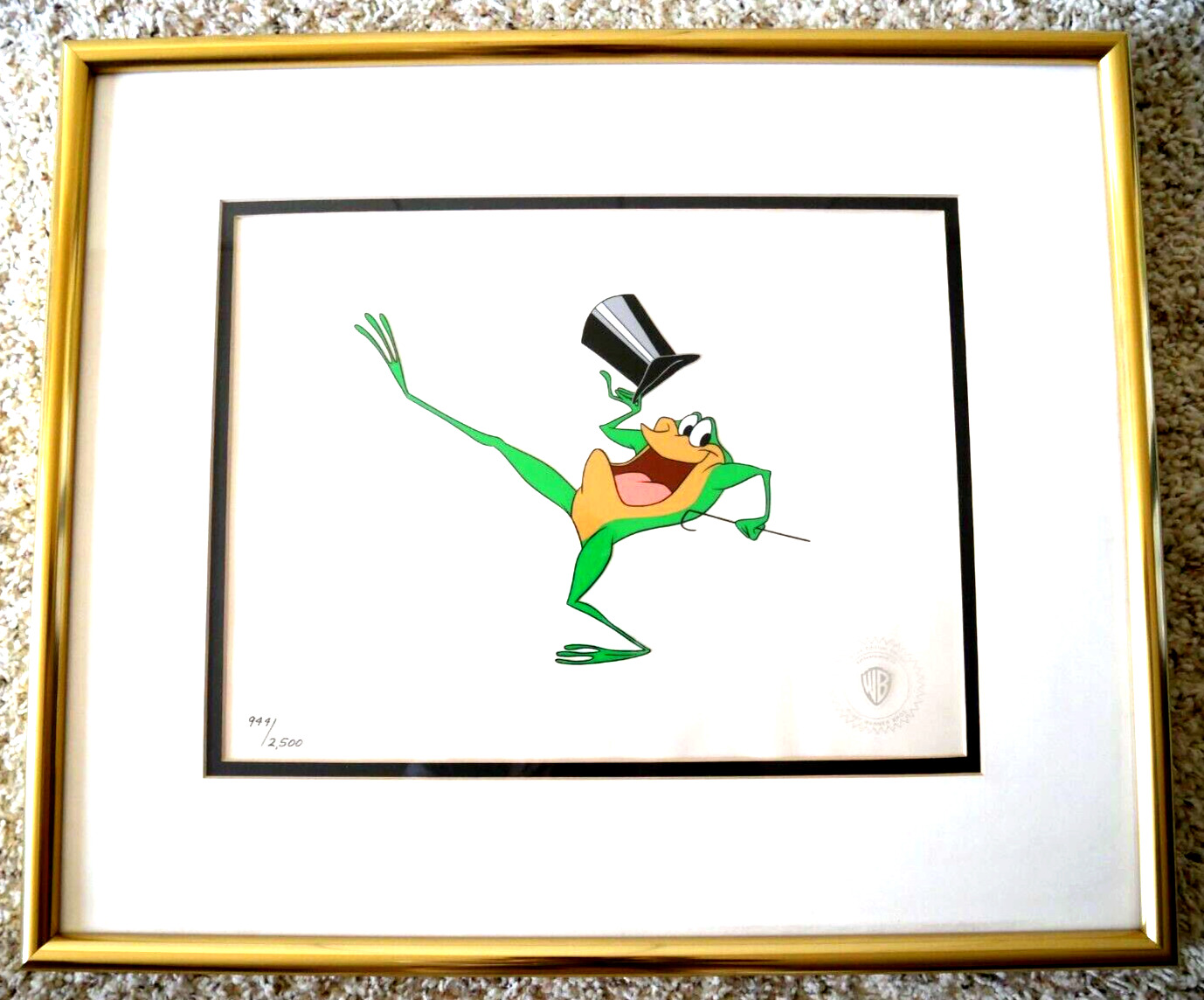Framed Michigan J Frog Sericel 1992 C.O.A. Vintage Cartoon One Froggy Evening