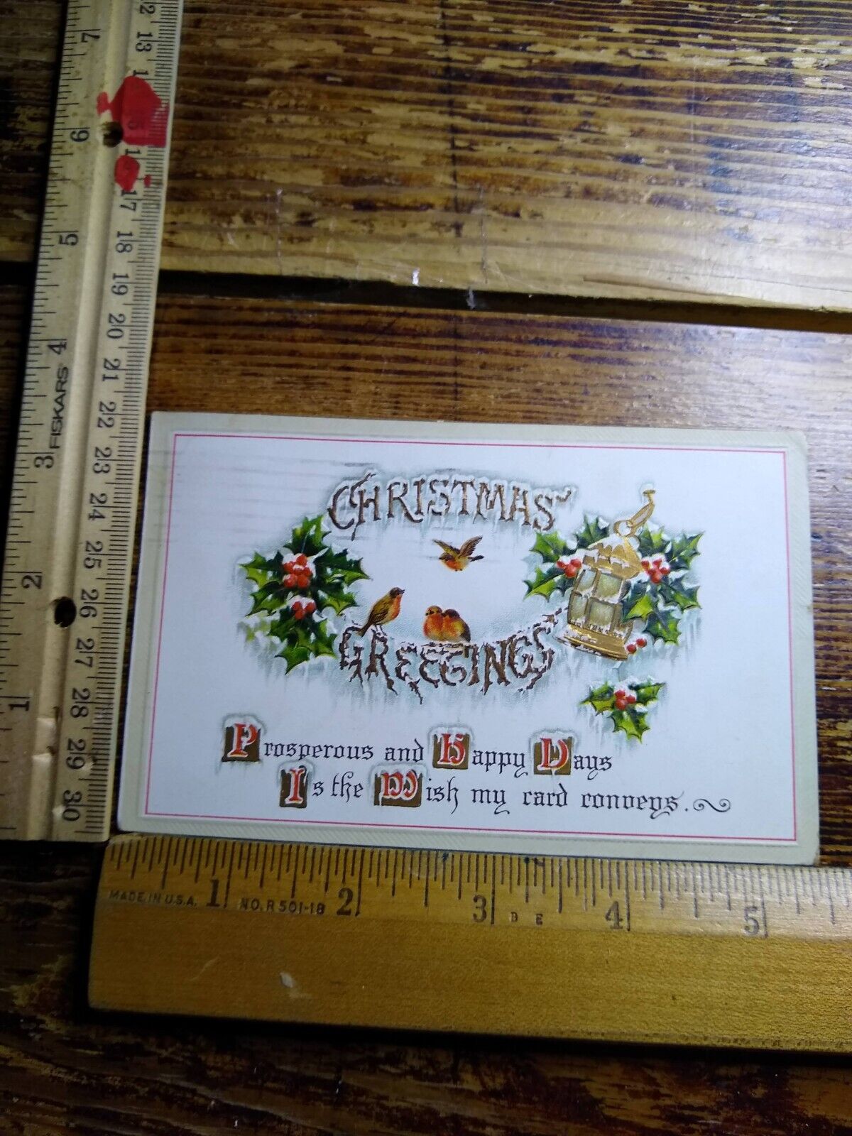 Postcard - Embossed Holiday Print - Christmas Greetings