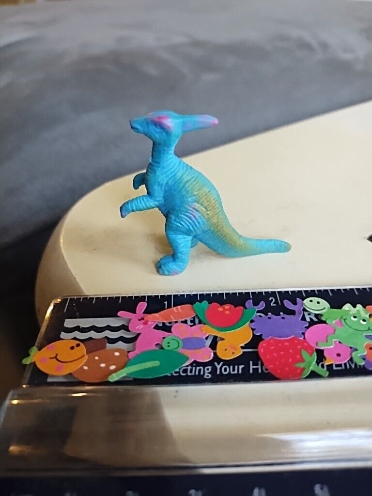 parasaurolophus toy Figure Cool Color Pattern Mini Dinosaur Dino Blue Yellow...