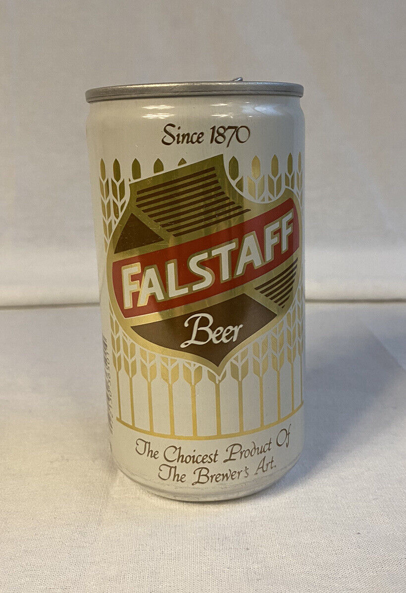 Vintage Falstaff Beer Can 12 oz Aluminum Top Opened Brewing Double Sided 1980s
