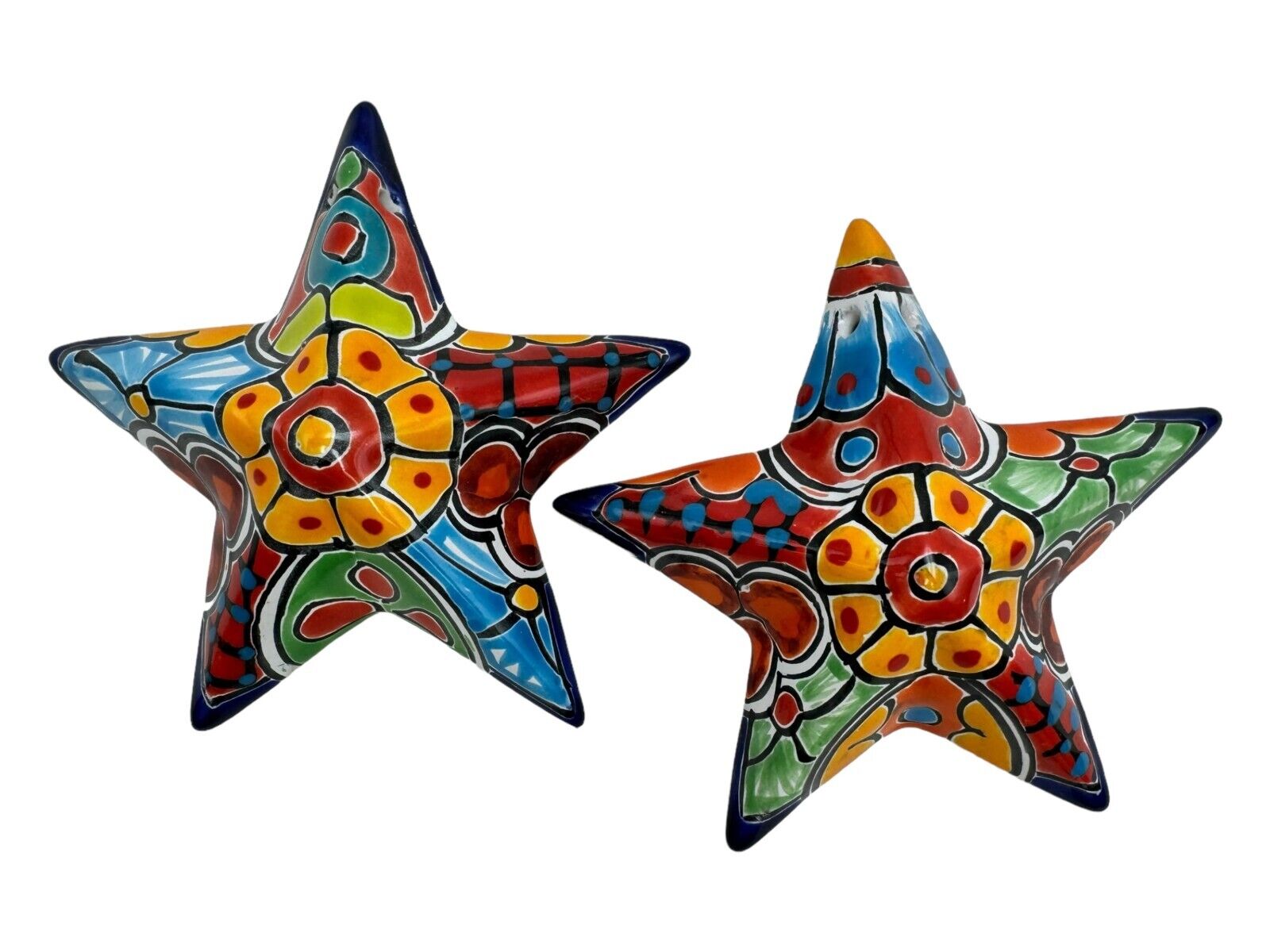 Talavera Star (2) Mexican Pottery Folk Art Multicolor Ceramic Home Decor 6.5”