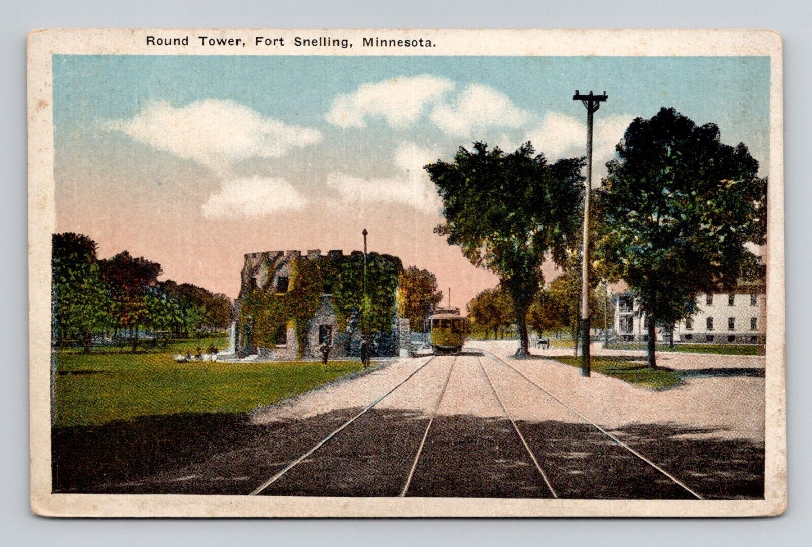 Postcard Round Tower & Trolley Fort Snelling St Paul Minnesota, Vintage N20