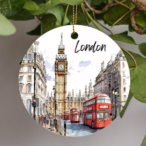 London, UK, United Kingdom, Great Britain, Illustration, Ceramic Ornament, Gift
