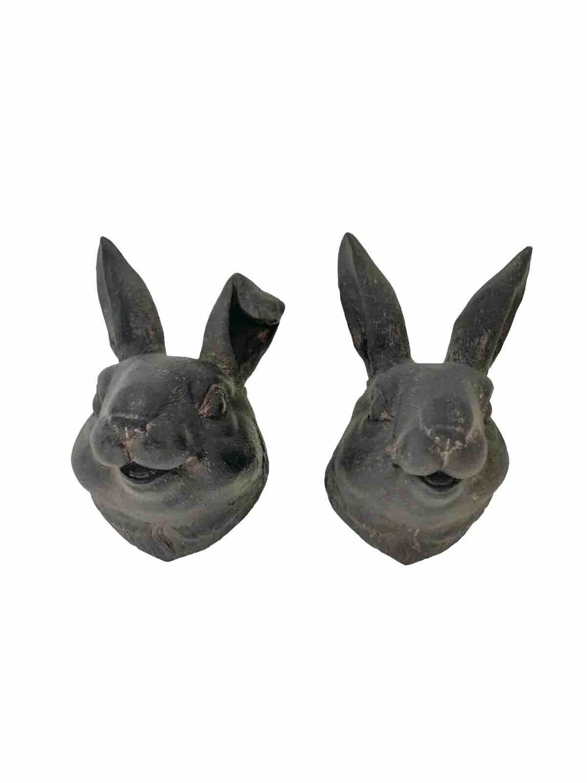 Bunny Head Wall Mount Pair Rabbit Figurine Frontgate Brand Spring Easter Decor