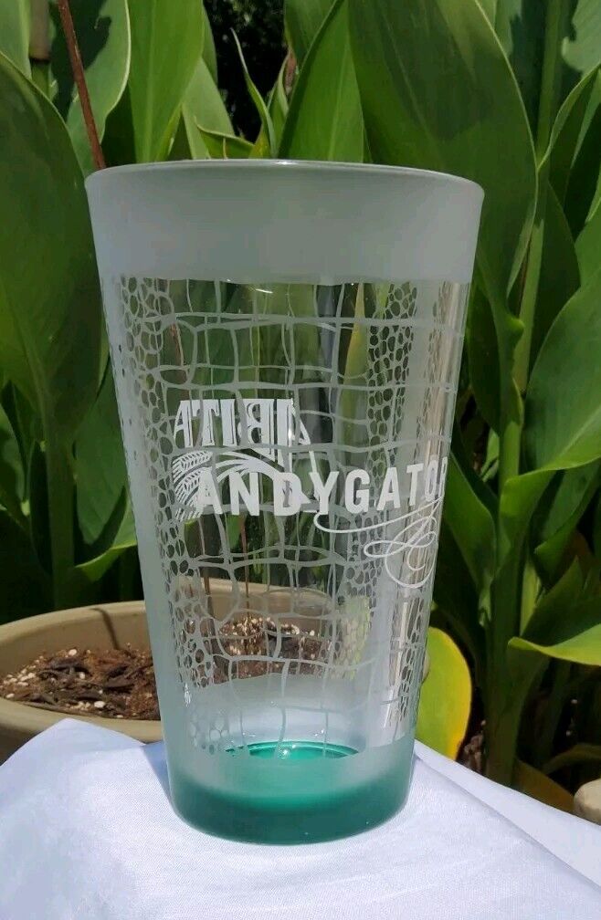 Abita Beer Frosted 20oz Glass Wheat Pattern Alligator Scales Green Bottom 5-3/4\