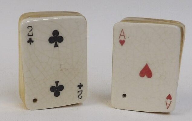 Vintage Arcadia Miniature Ace Hearts Clubs Cards Salt Pepper Shakers