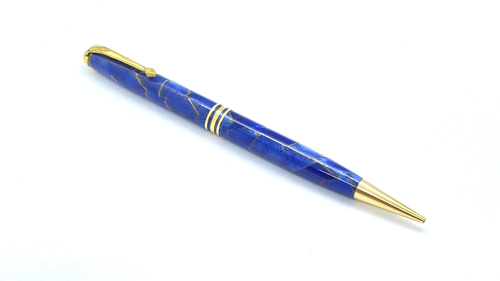 VINTAGE THE CONWAY NO 33 PENCIL IN YELLOW VEINED BLUE MARBLE PAT. APPLIED FOR OC