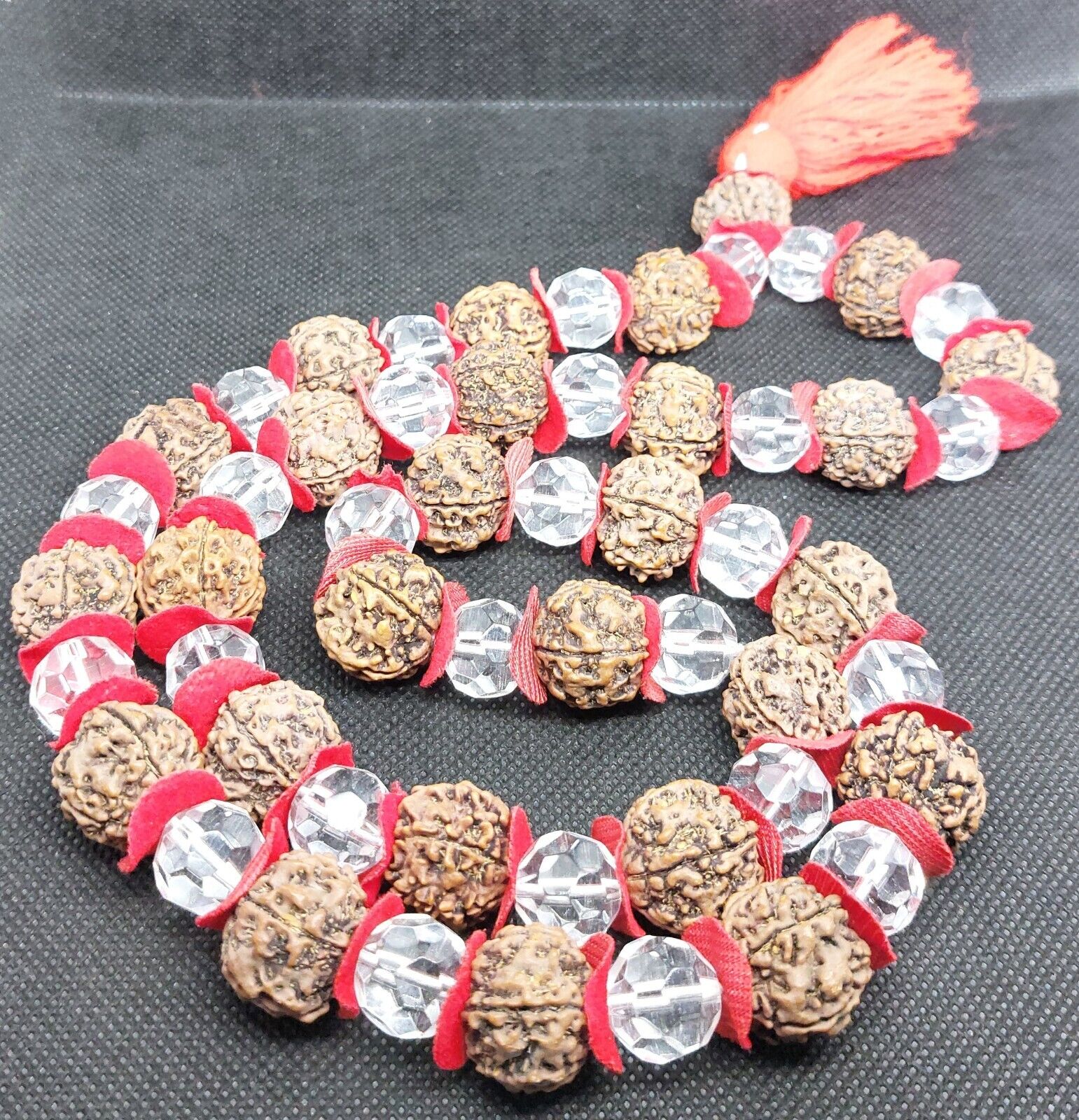 5 Mukhi Rudraksha & Plastic Beads Mala 5 Face Rudraksh 54 Beads In Necklace