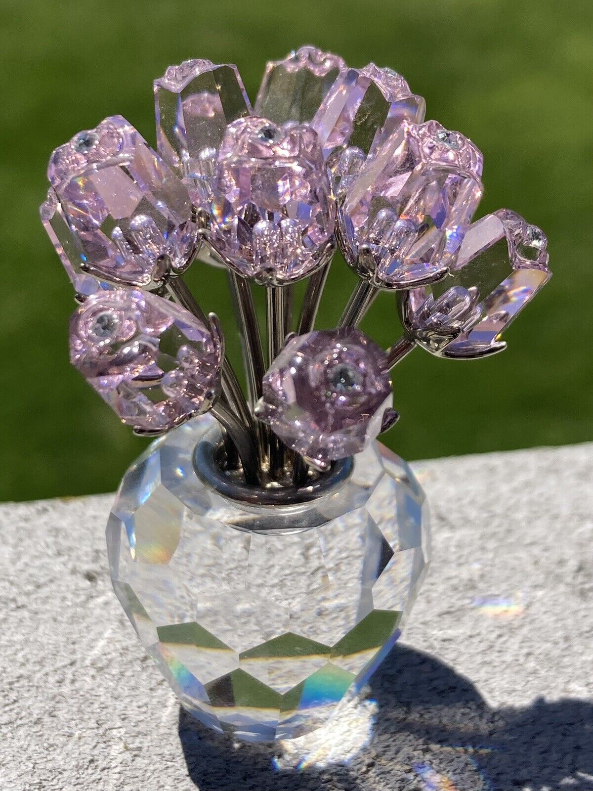 Swarovski A Dozen Pink Roses Crystal Glass Retired Vintage Figurine Trinket