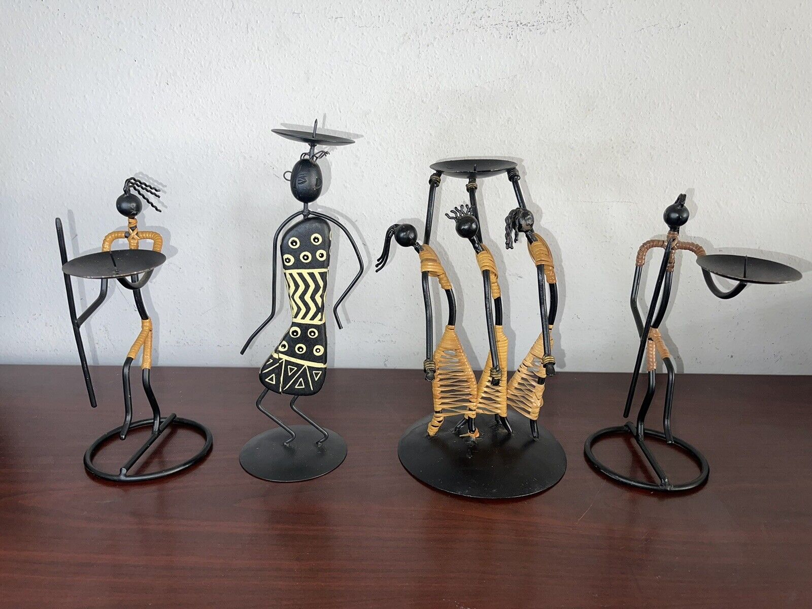 Vintage Wrought Iron Black Candle Holders (4)