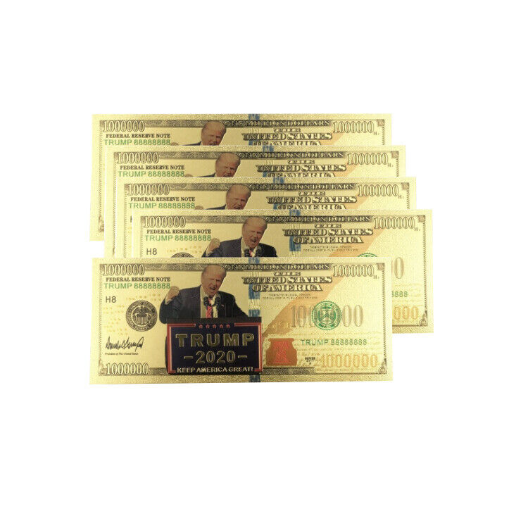 Gold Foil Donald Trump $1,000,000 Dollar Bill WHOLESALE LOT of 10 Bills MAGA