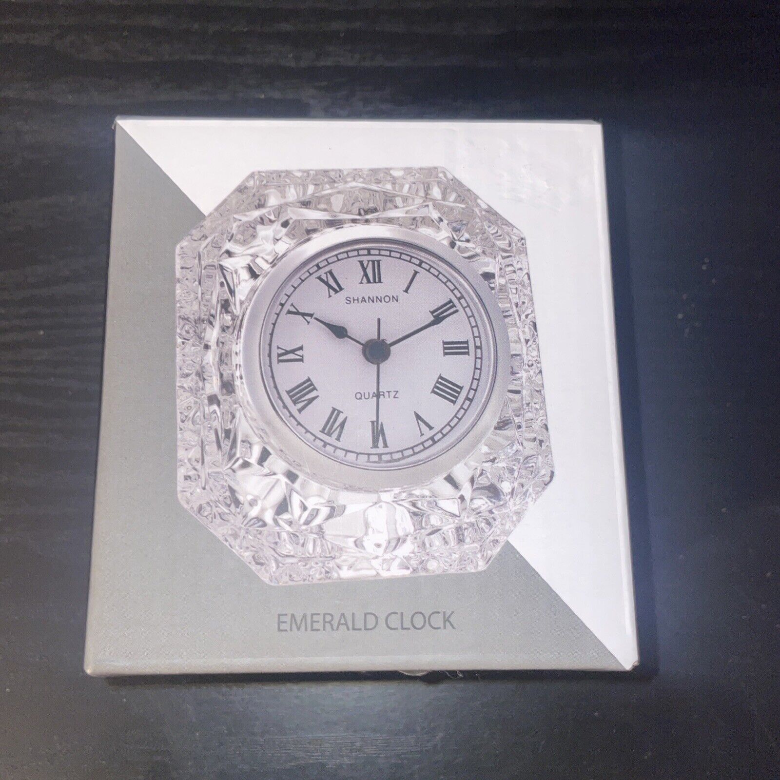 Shannon Crystal Emerald Clock By Godinger Hand Crafted Lead Crystal.
