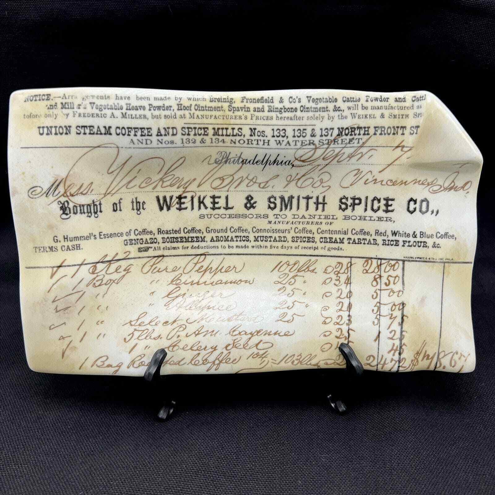 Fornasetti Catchall Dish Weikel & Smith Spice Bill of Sale Receipt Milano Italy