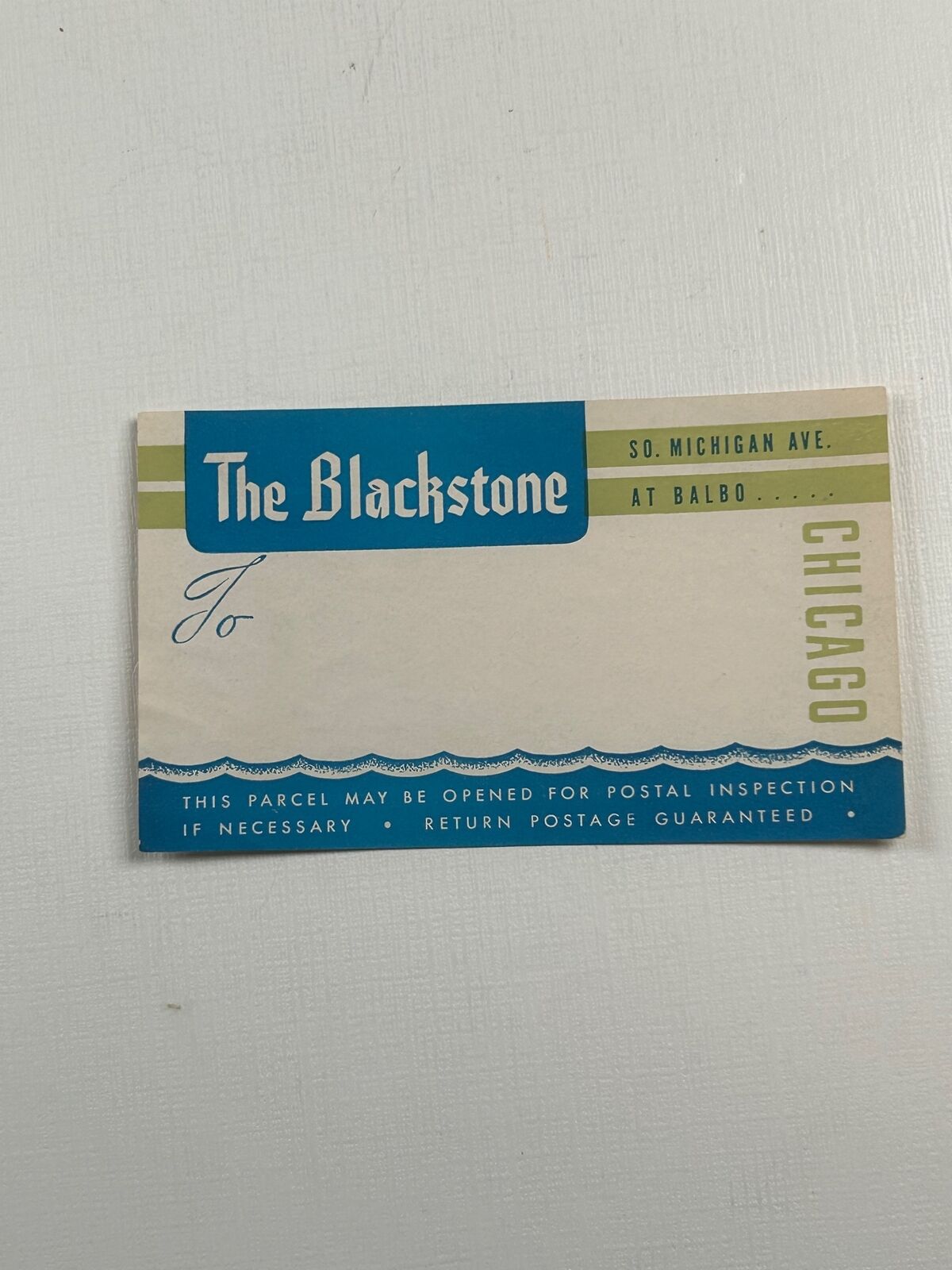 Vintage Travel Label The Blackstone Chicago IL 
